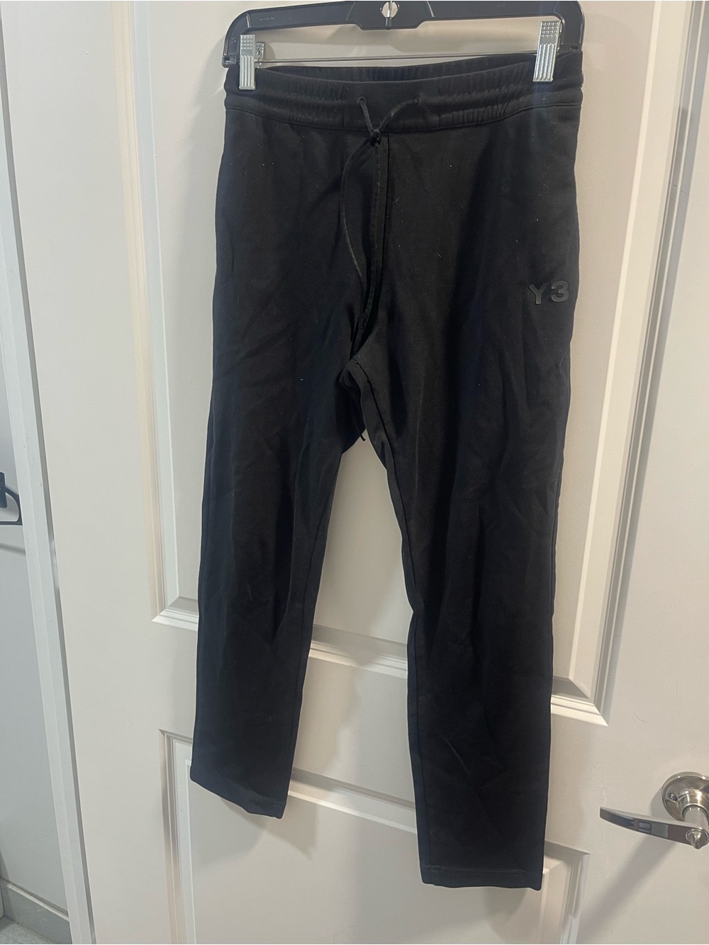 Y-3 Black Men's Slim Jogger Sweatpants Have One Small Flawed Drawstrings Damage